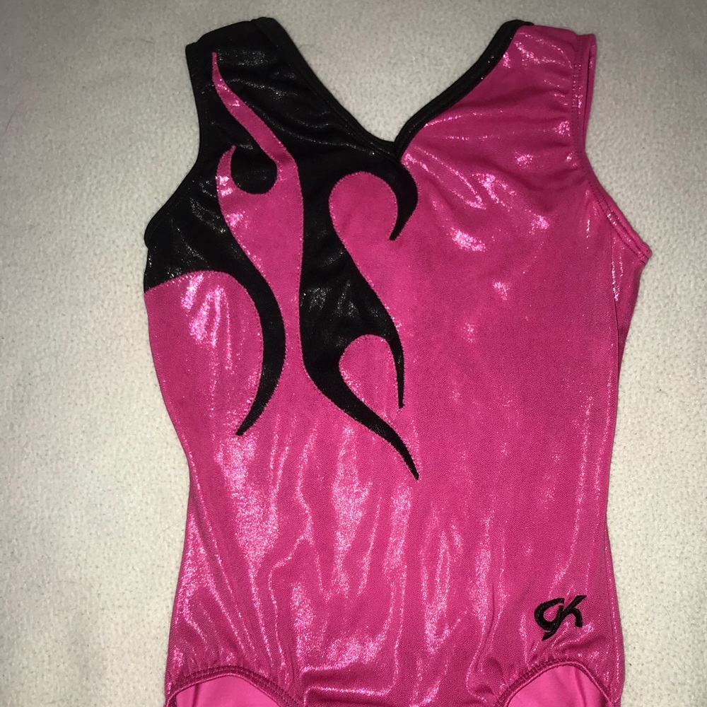 GK Elite Pink and black flame leotard